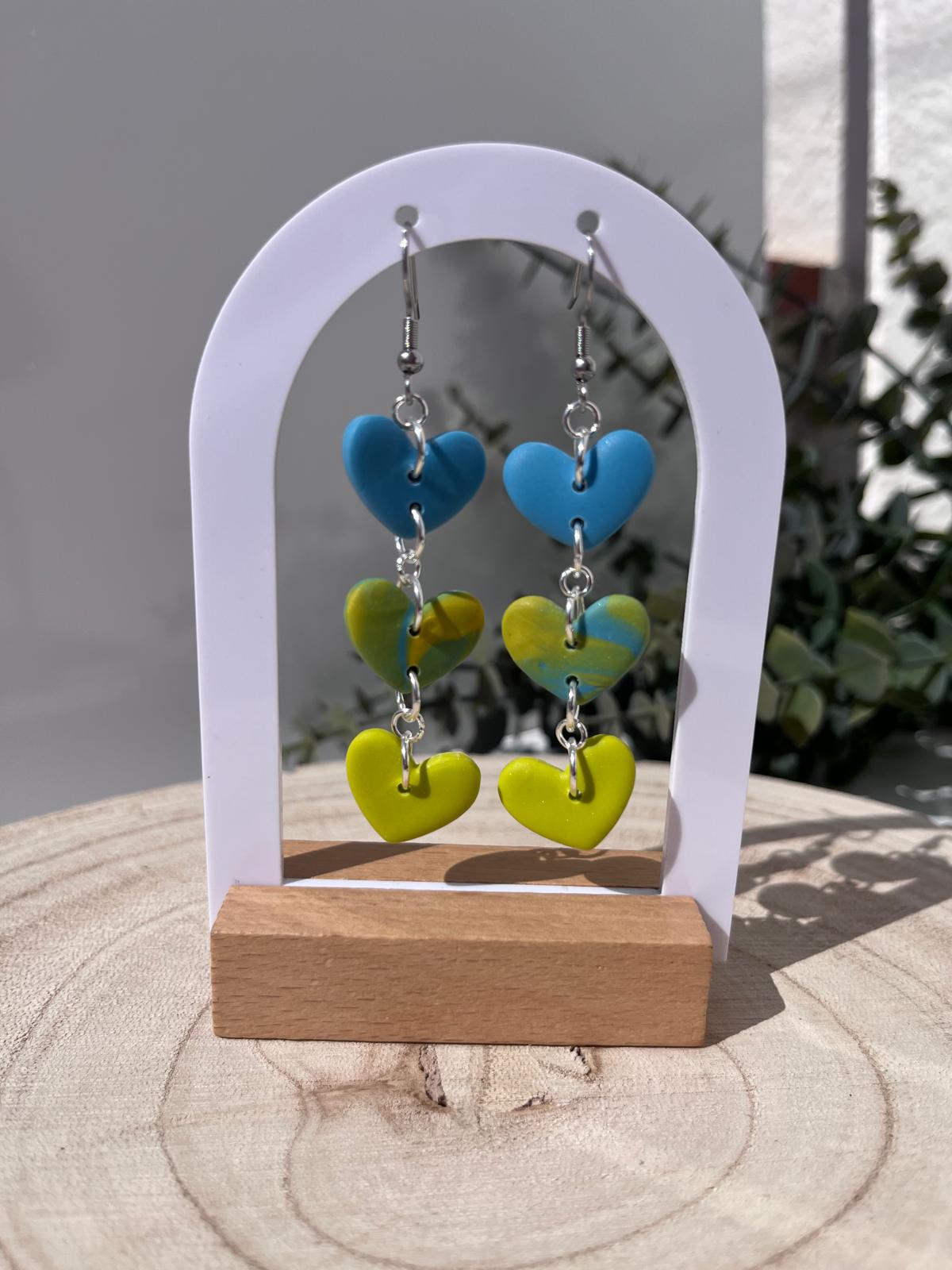 Corazones Triple Azul Verde Amarillo