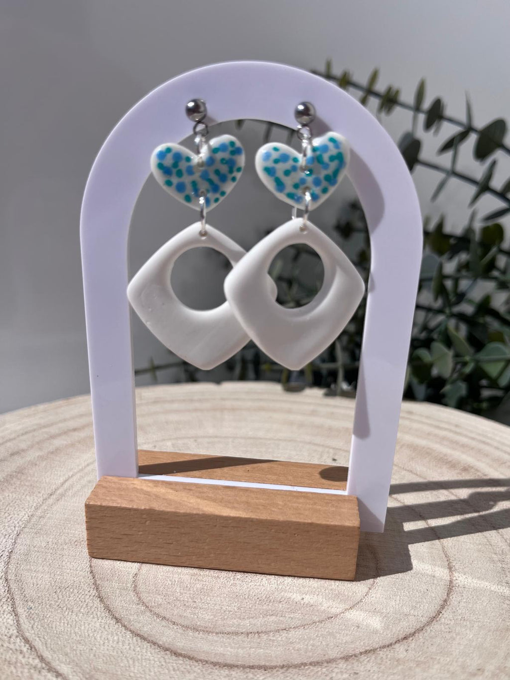 Corazón Confeti Azul Rombo Blanco