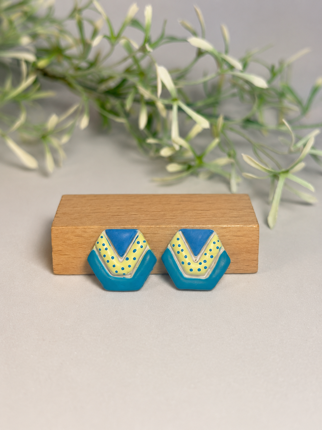MINI BLUE LEMON - Mini Stud Azul Turquesa Amarillo