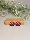 MINI RETRO POP - Mini stud hexagonal retro en rojo, violeta y naranja