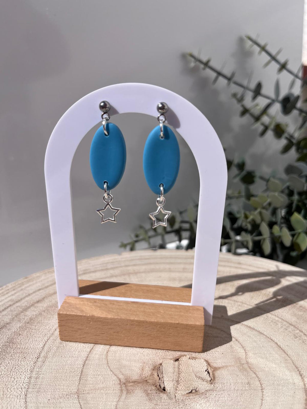 Óvalos Azul Turquesa Estrella Plateada