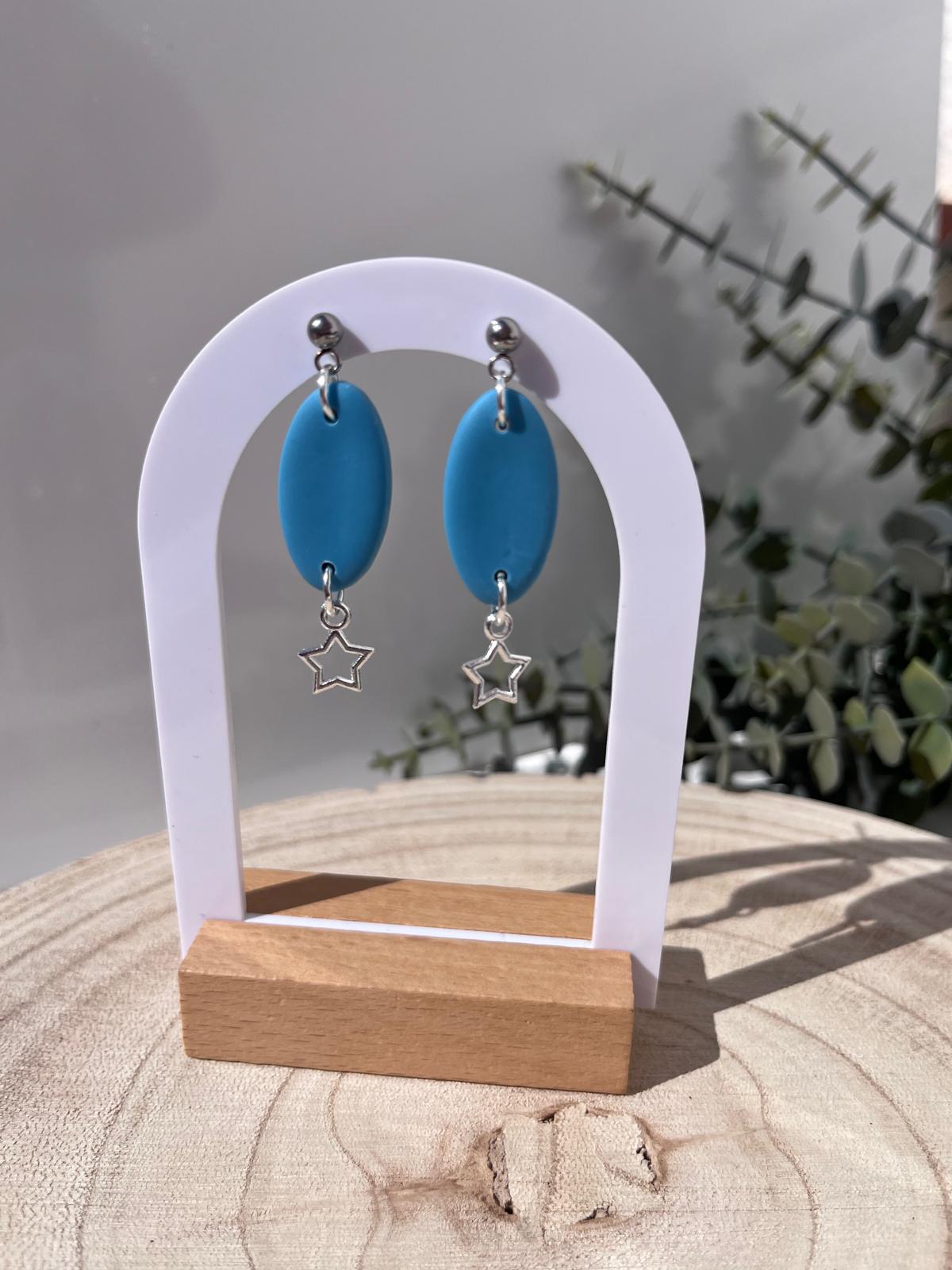 Óvalos Azul Turquesa Estrella Plateada