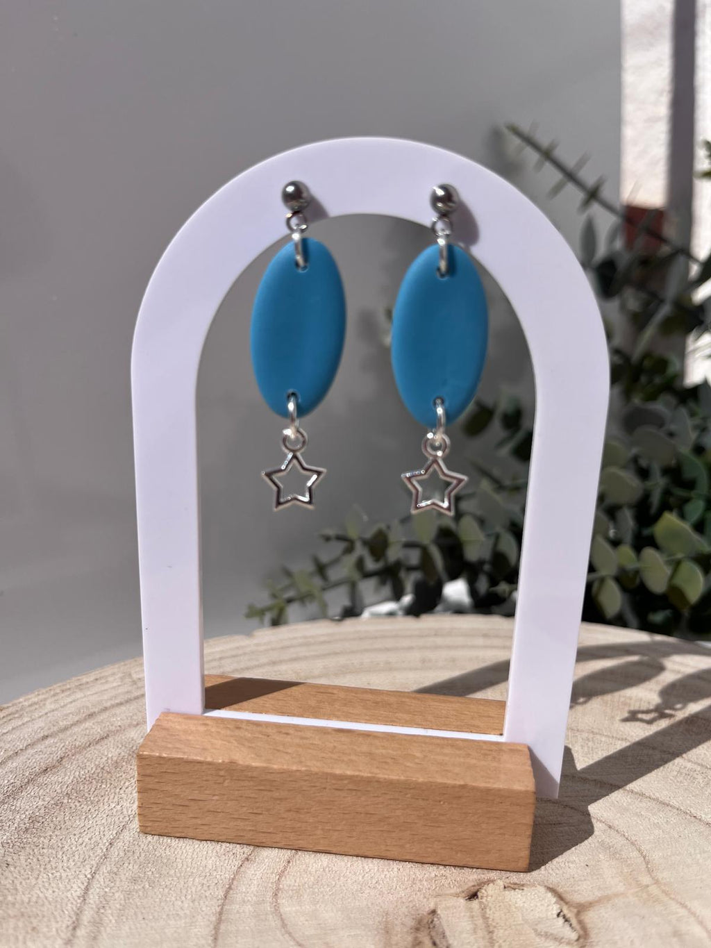 Óvalos Azul Turquesa Estrella Plateada