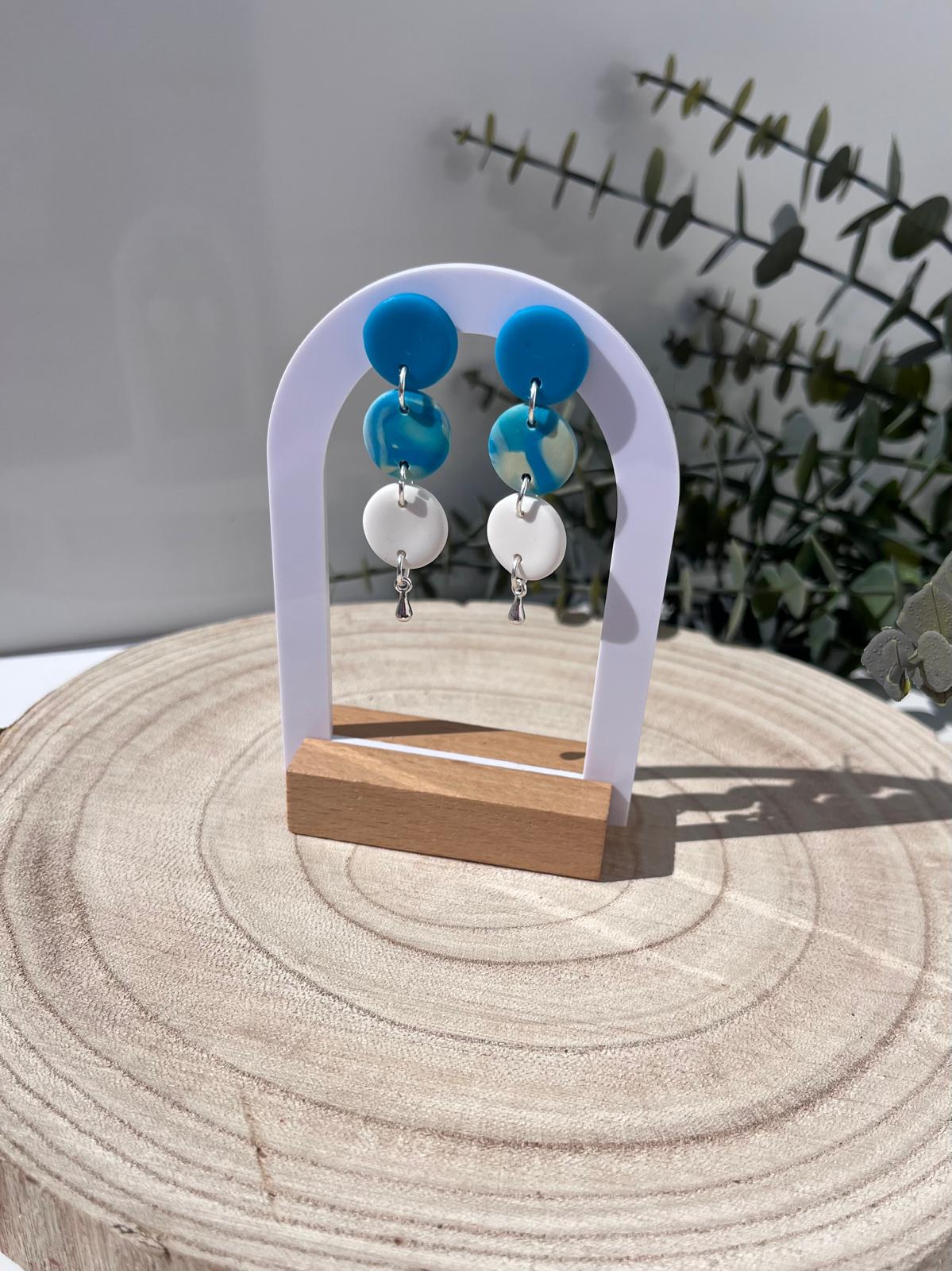 Trío Círculos Azul Mármol Blanco Gota