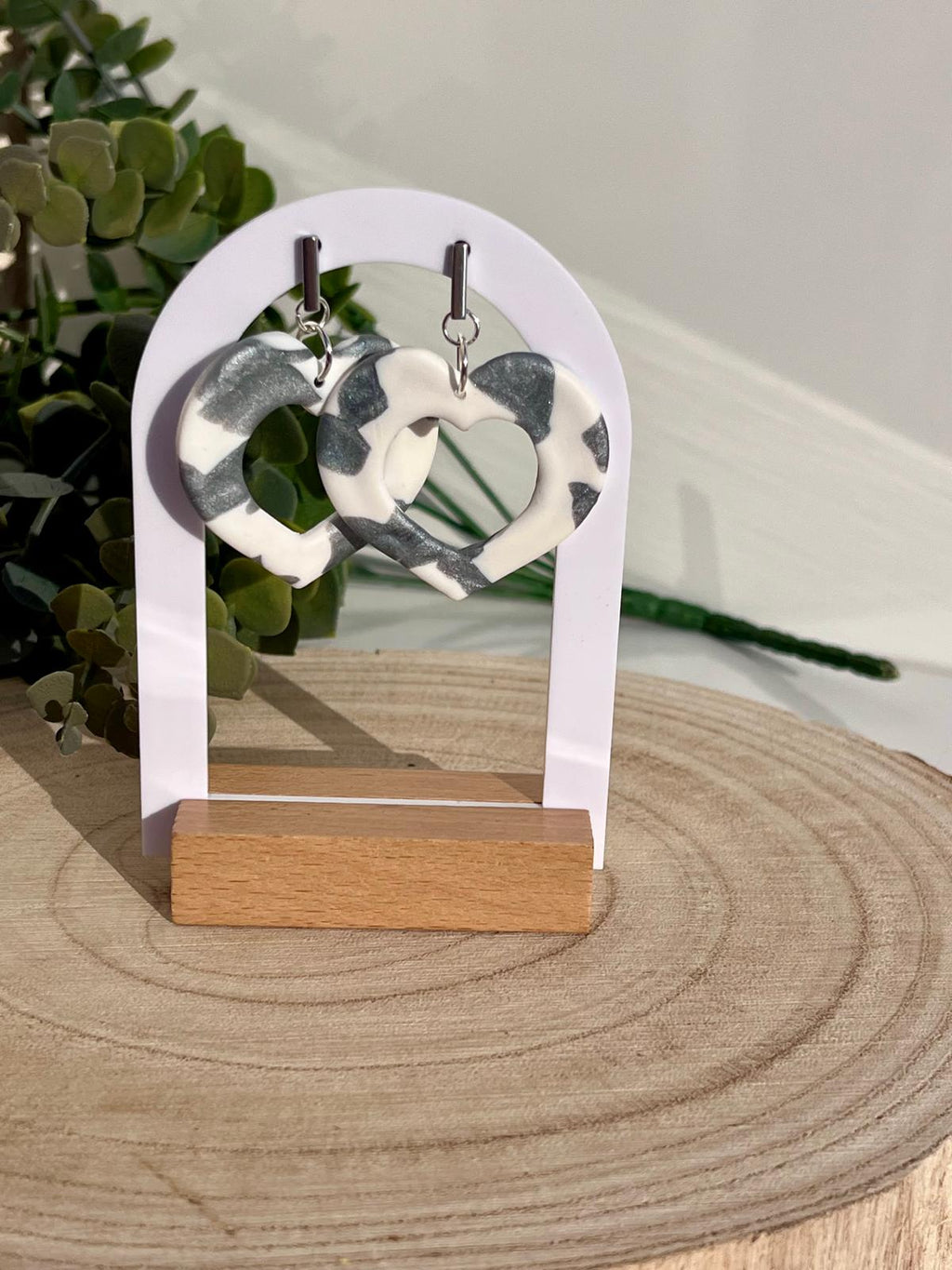 Corazones Calados Mármol Gris Plateado Blanco