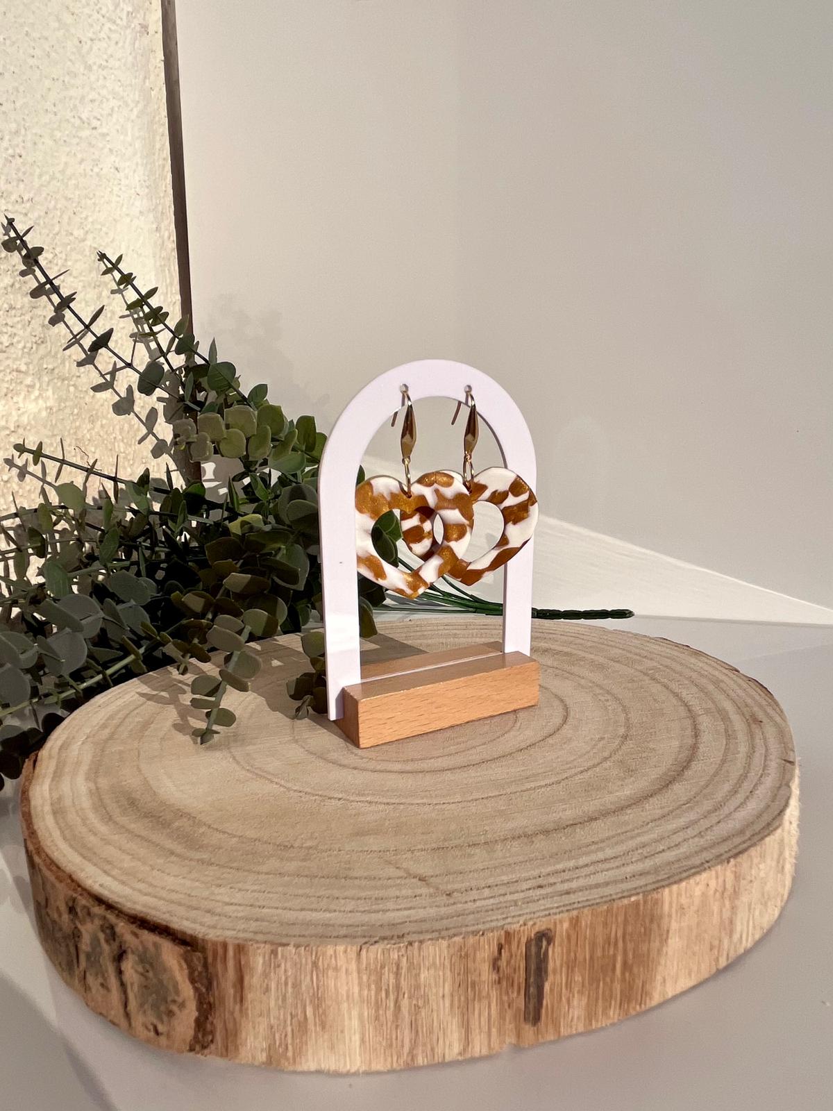 Corazones Calados Print Vaca Dorado Blanco Hoja