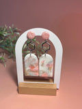 ALMA – Pendientes mármol rosa blanco arcilla polimérica artesanales hechos a mano | Gradi Handmade