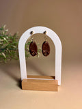 SOFT MOCHA – Pendientes círculo medialuna chocolate dorado arcilla polimérica artesanales | Gradi Handmade