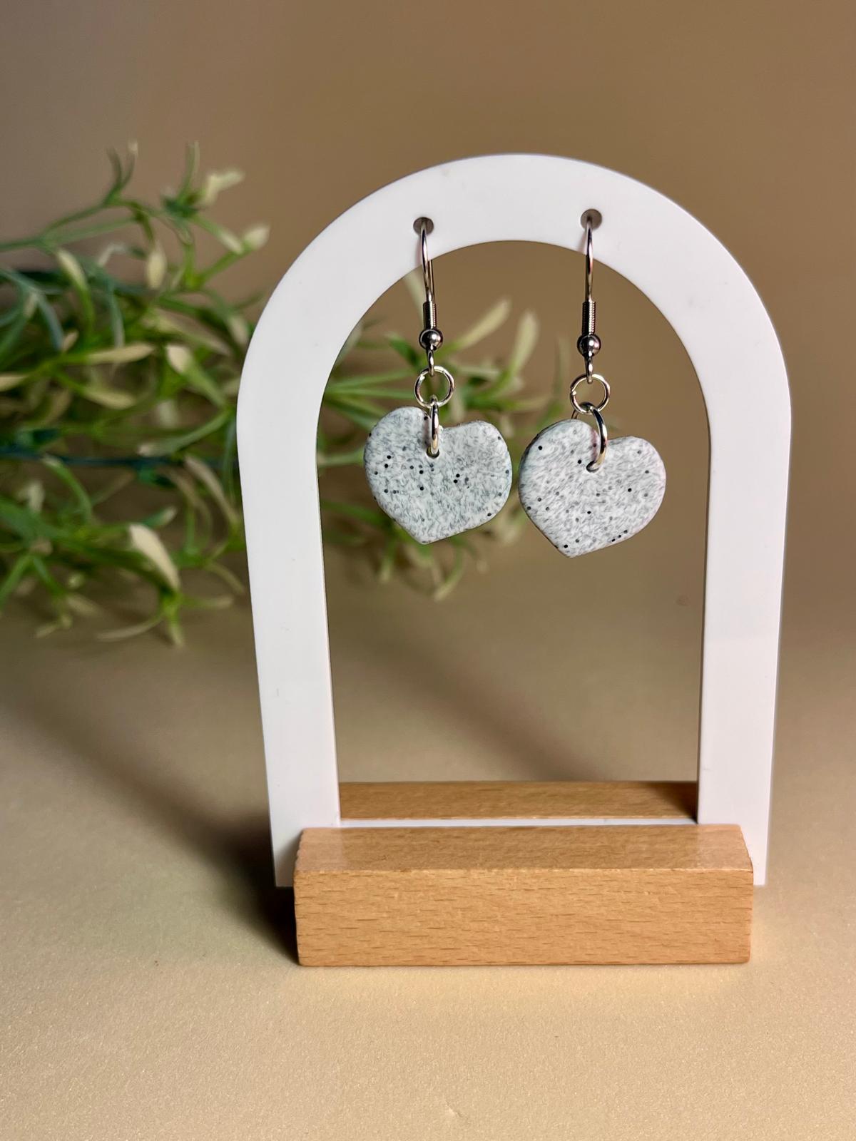 STONE BALANCE – Pendientes dúo círculo caqui granito gris arcilla polimérica artesanales | Gradi Handmade