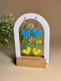 LOVE CHAIN – Pendientes tres corazones cascada arcilla polimérica artesanales | Gradi Handmade