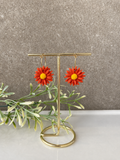 ASTILES- Pendientes artesanales en forma de flor naranja con aro