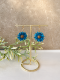 ASTILES- Pendientes artesanales en forma de flor turquesa con aro