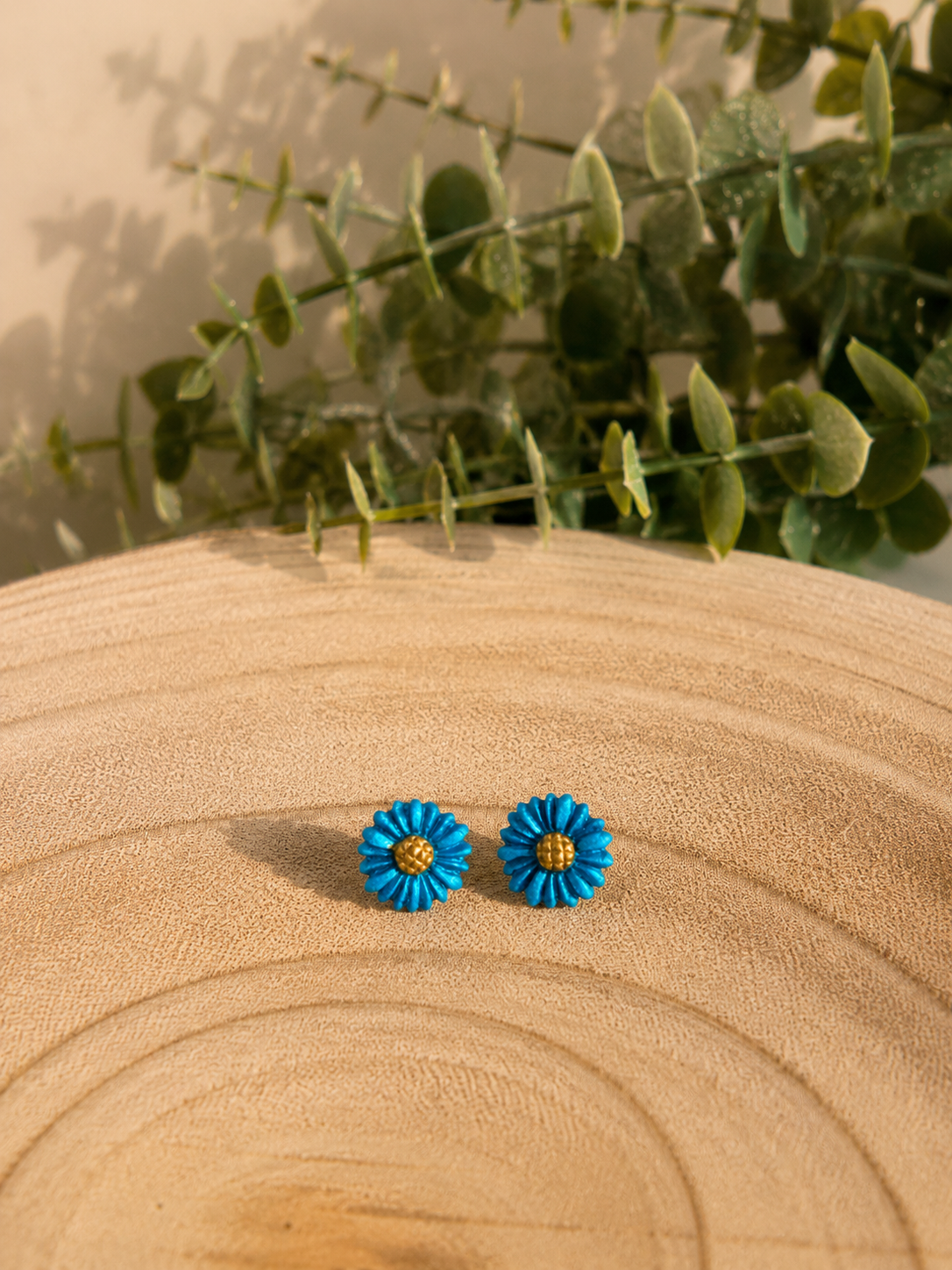 GERBERA - Pendientes artesanales en forma de flor turquesa